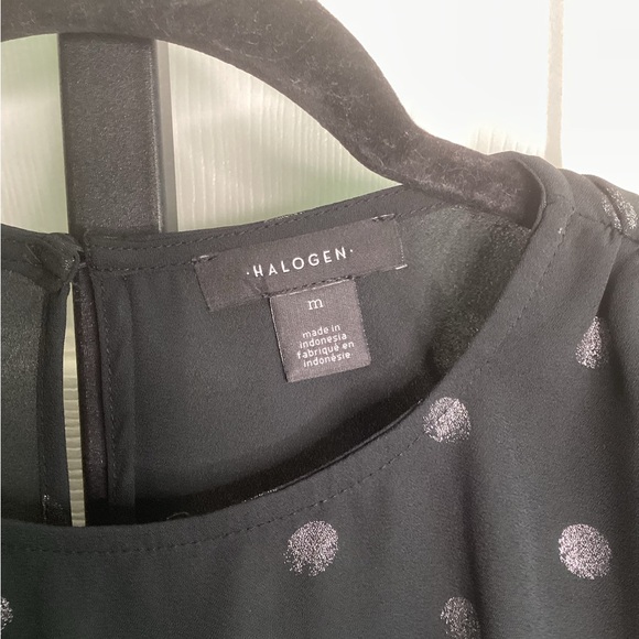 Halogen Black and Silver Polka Dot Blouse, size Medium - Picture 2 of 4